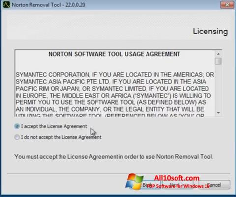 Screenshot Norton Removal Tool for Windows 10