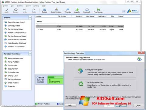 Screenshot AOMEI Partition Assistant for Windows 10