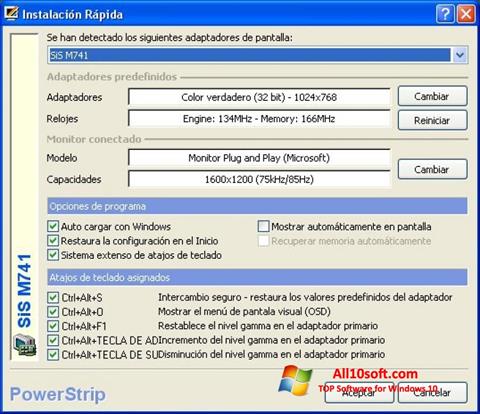 Screenshot PowerStrip for Windows 10