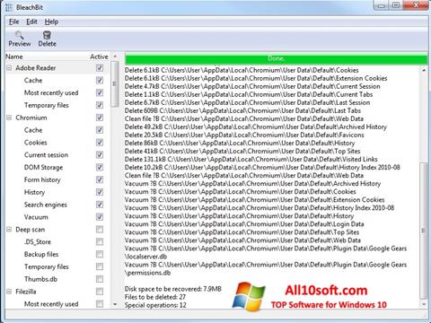 Screenshot BleachBit for Windows 10