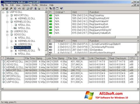 Screenshot Dependency Walker for Windows 10