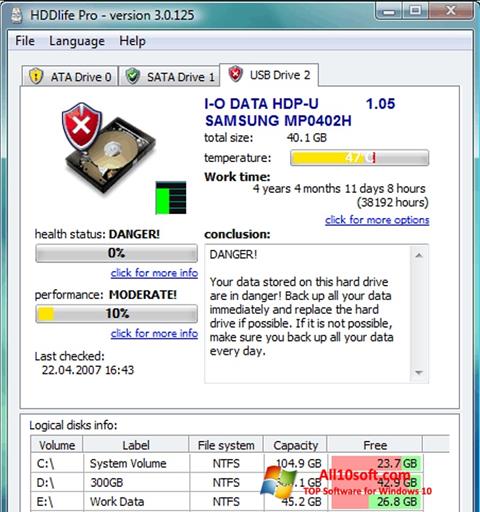 Screenshot HDDlife for Windows 10
