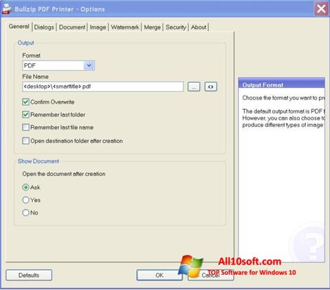 Screenshot BullZip PDF Printer for Windows 10