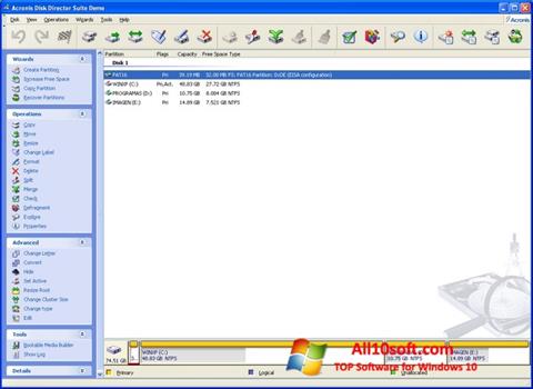 Screenshot Acronis Disk Director for Windows 10